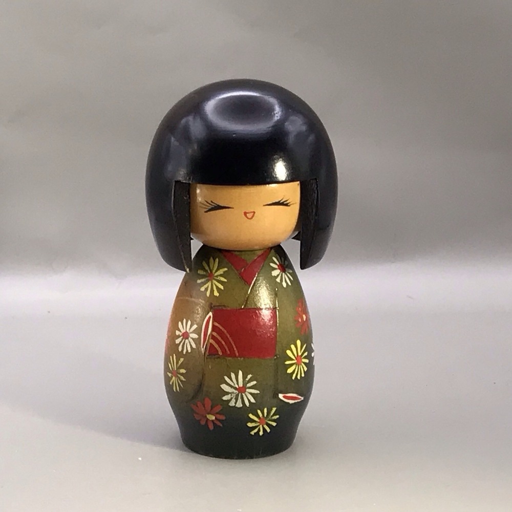Vintage Japanese Kokeshi Doll By Tomio Wooden